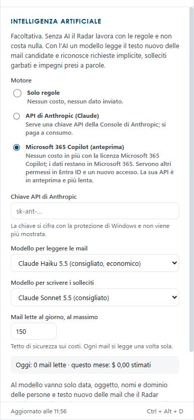 Il pannello Intelligenza artificiale