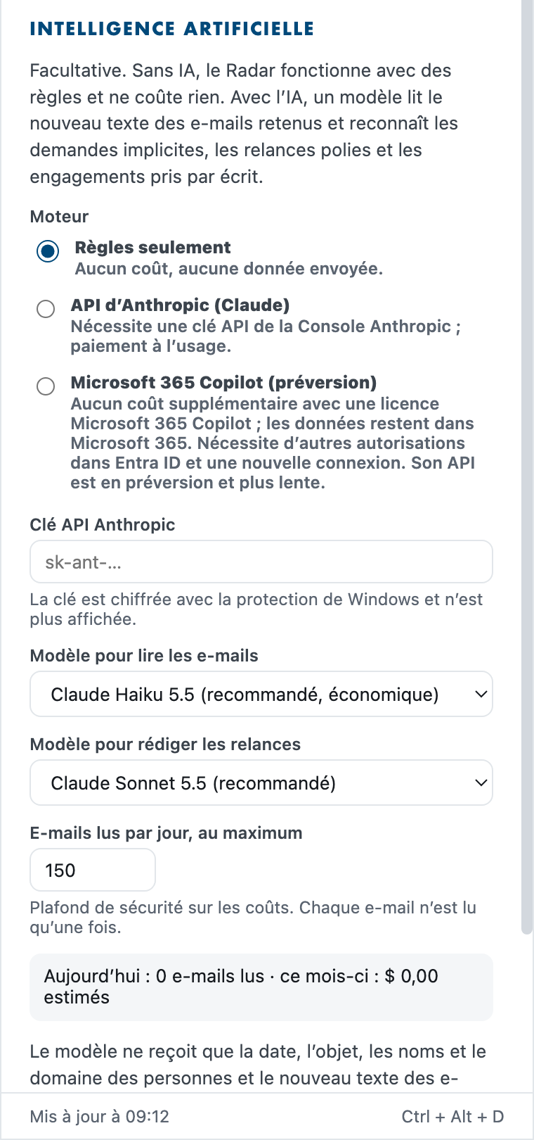 Le panneau Intelligence artificielle